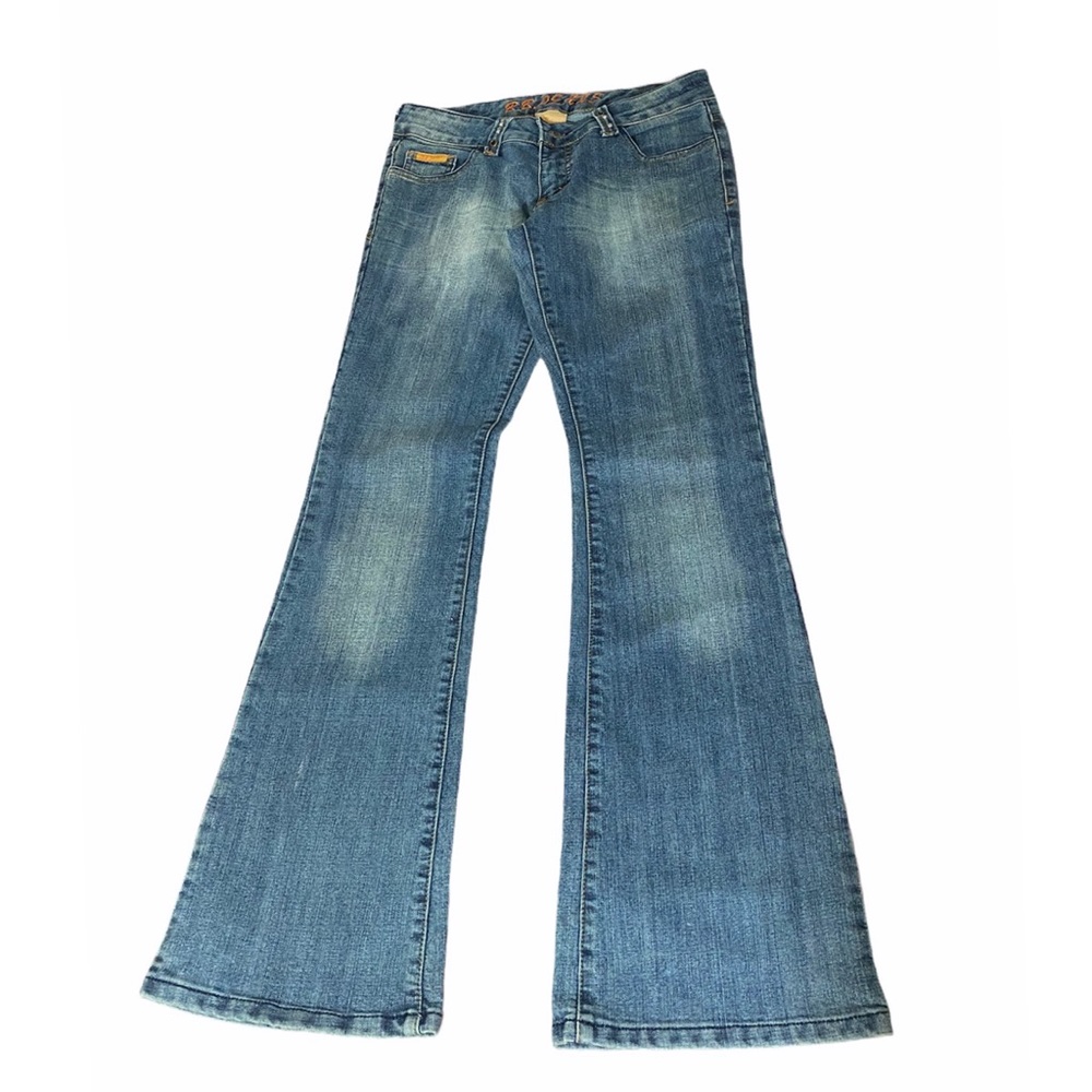 BB Jeans faded-wash jewel flare-bottom blue jeans